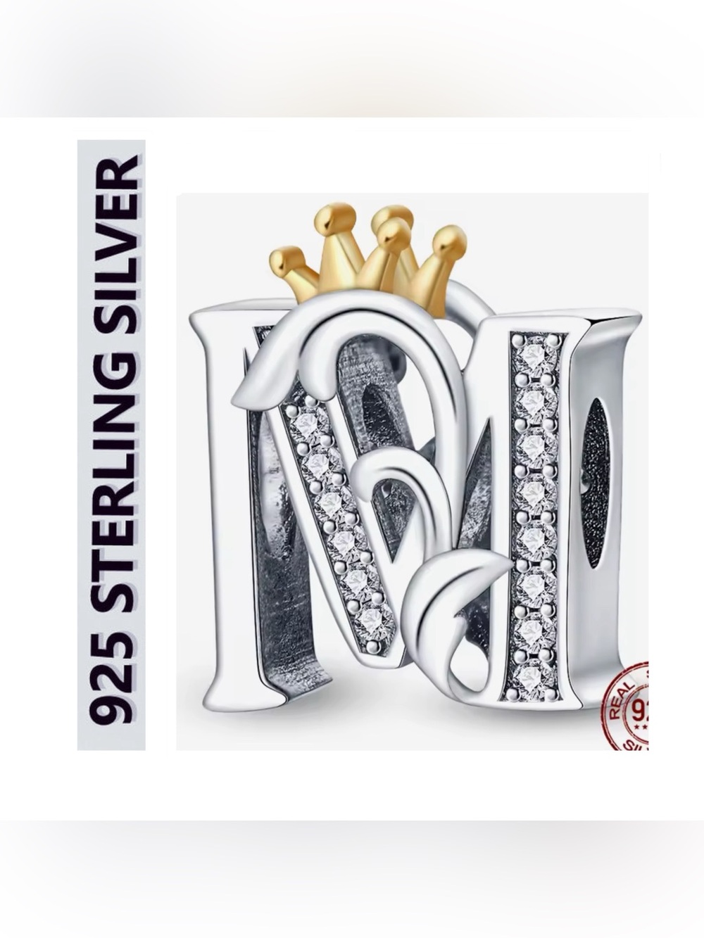 🌟🌟 S925 Sterling Silver Initial “M” Charm